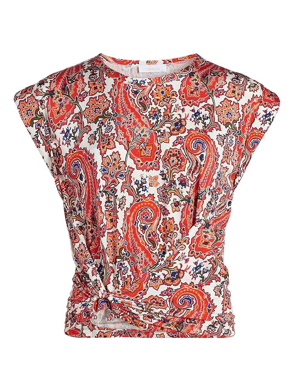 Womens Paisley Gathered Top Product Image