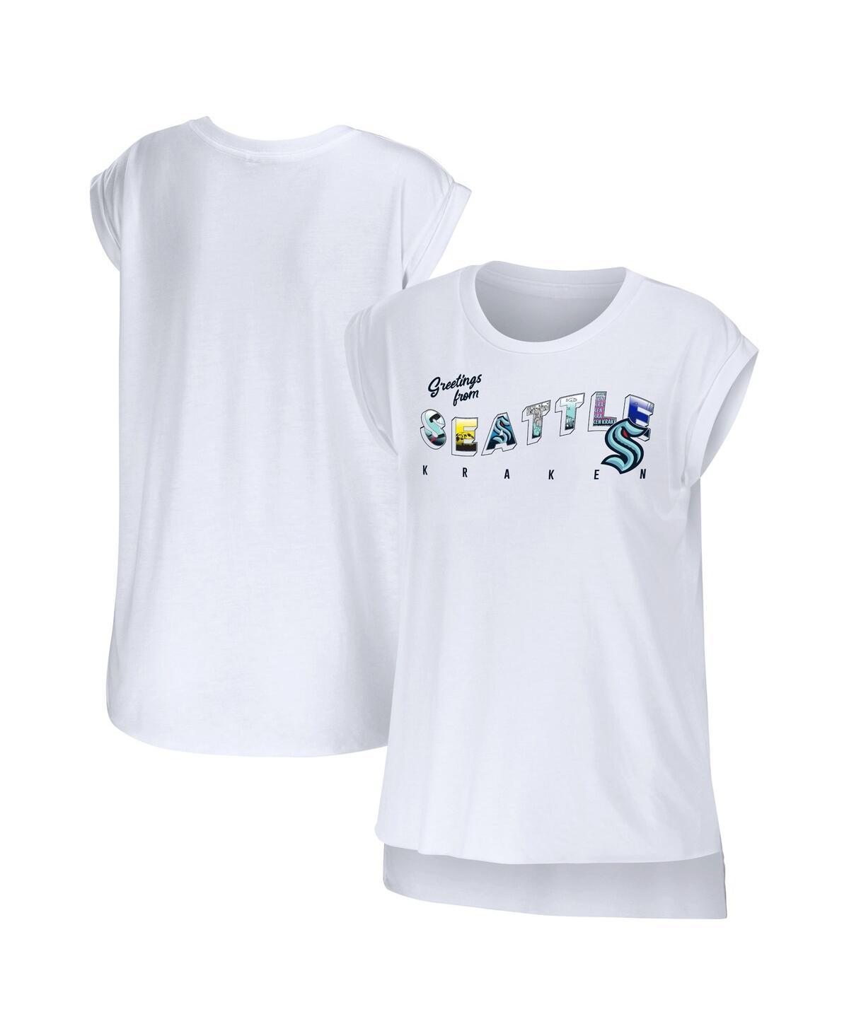 Womens Wear by Erin Andrews White Seattle Kraken Greetings From Muscle T-shirt Product Image