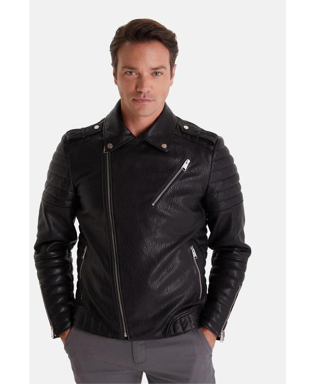 Furniq Uk Mens Biker Jacket Black Product Image