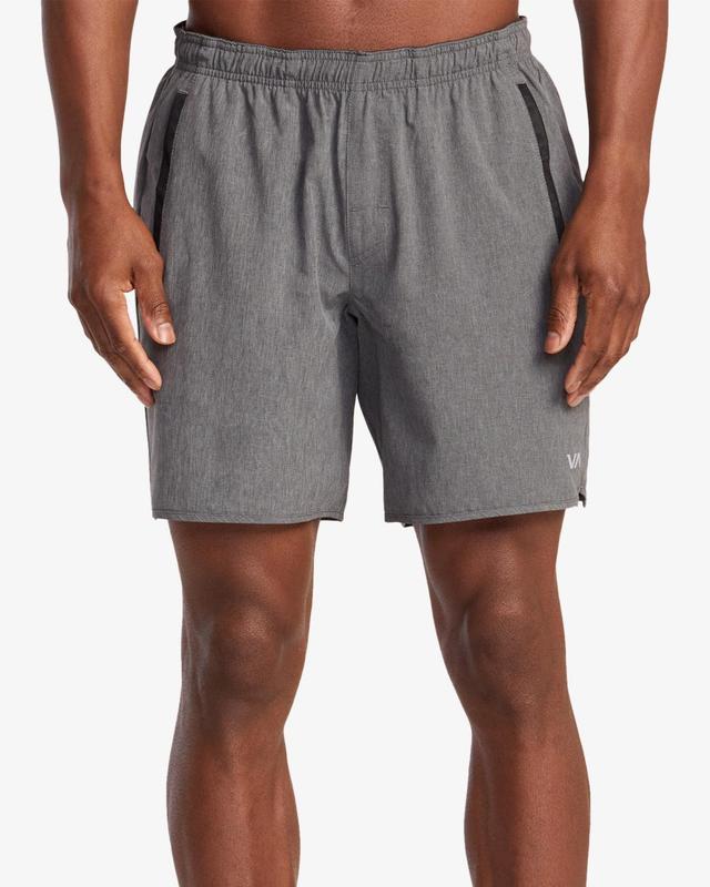 Yogger Stretch Elastic Waist Shorts 17" - Charcoal Heather Product Image