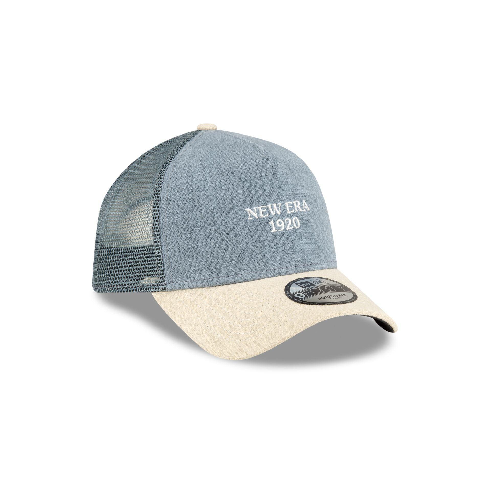 New Era Cap Soft Linen Slate 9FORTY A-Frame Trucker Hat Male Product Image