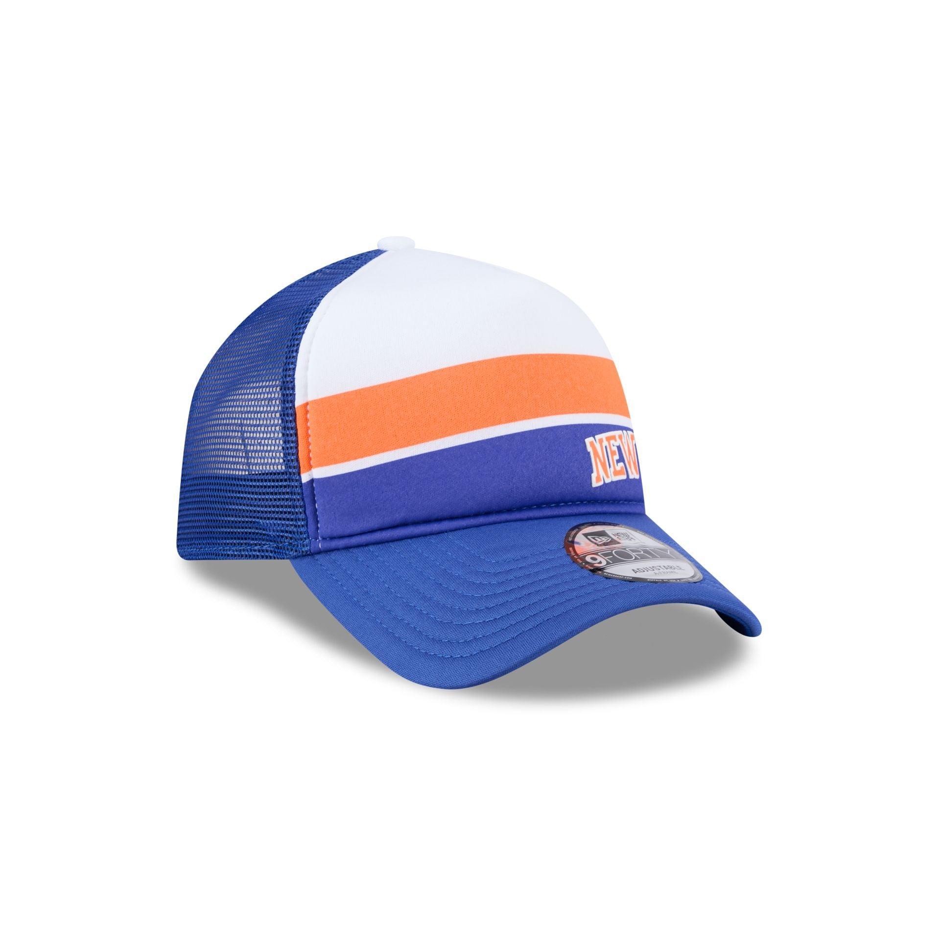 New York Knicks Color Block 9FORTY A-Frame Trucker Snapback Hat Male Product Image