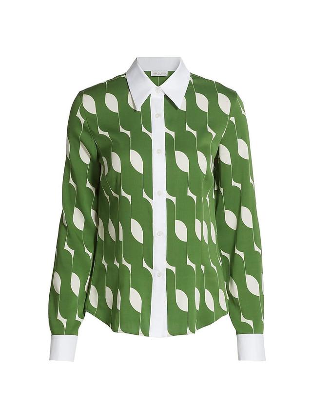 Womens Claudio Printed Silk-Blend Shirt Product Image