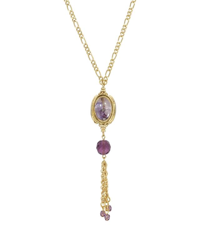 1928 Purple Beaded Drop Spinner Pendant Necklace, Womens Product Image