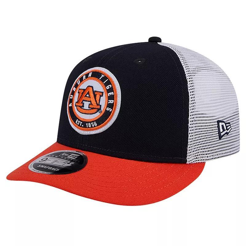 Mens New Era Auburn Tigers Throwback Circle Patch 9FIFTY Trucker Snapback Hat, Blue Product Image