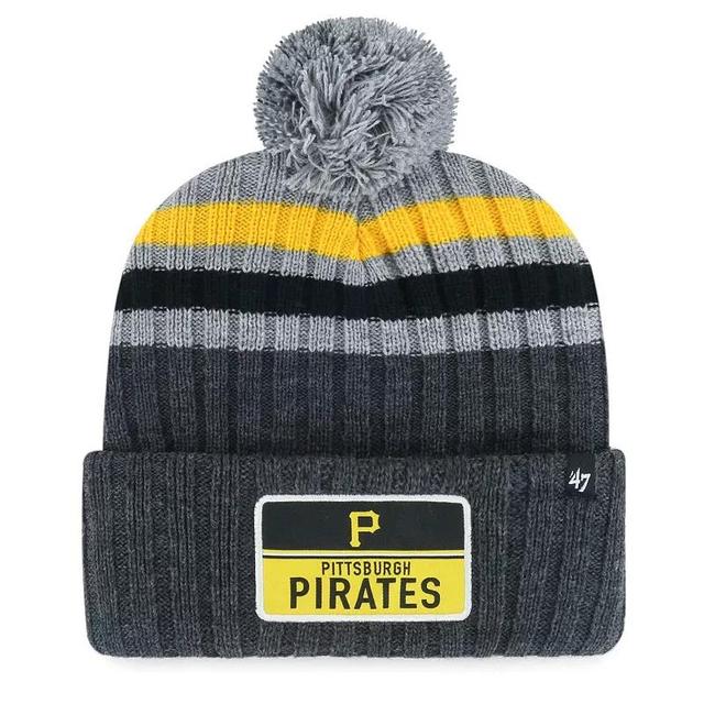 Mens 47 Gray Pittsburgh Pirates Stack Cuffed Knit Hat with Pom Product Image