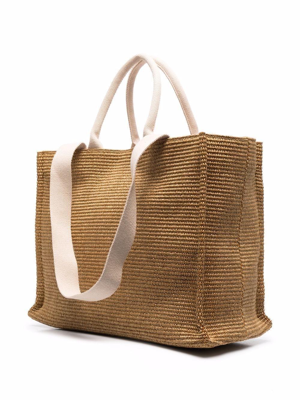 logo-lettering raffia tote bag Product Image