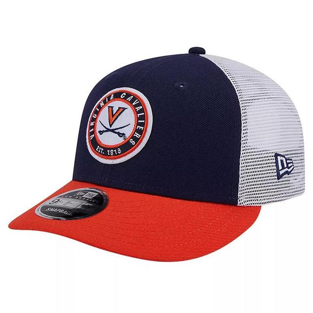 Mens New Era Virginia Cavaliers Throwback Circle Patch 9FIFTY Trucker Snapback Hat, Blue Product Image