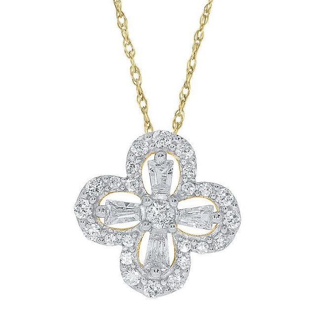 10k Gold 1/5 Carat T.W. Diamond Flower Pendant Necklace, Womens Yellow Product Image