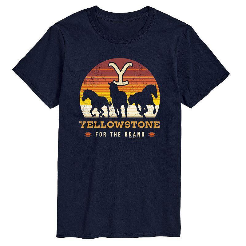 Big & Tall Yellowstone Wild Horses Tee, Mens Blue Product Image