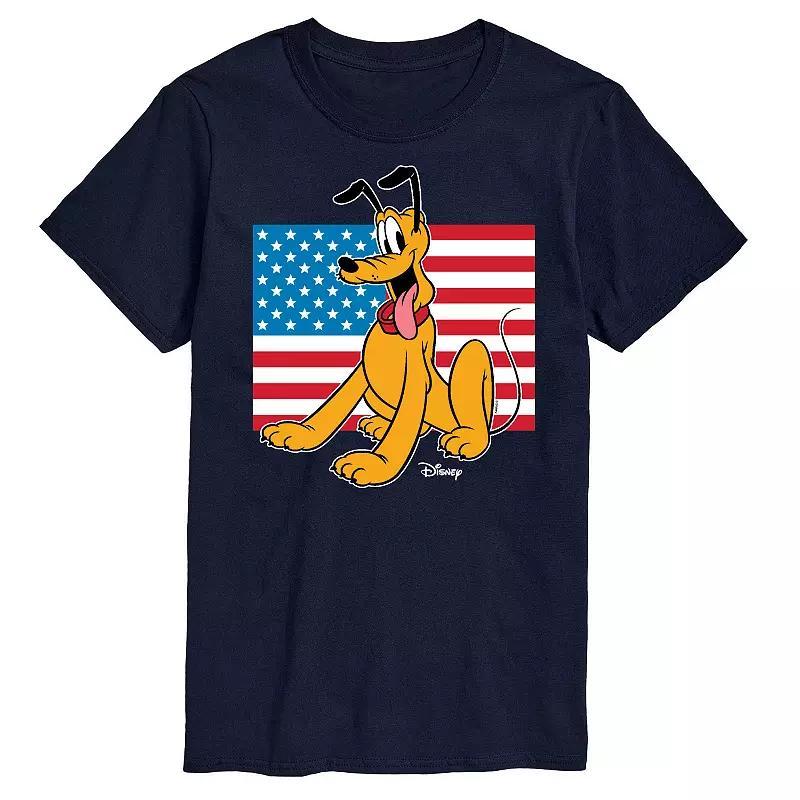 Disneys Pluto Big & Tall USA Flag Graphic Tee, Mens Product Image