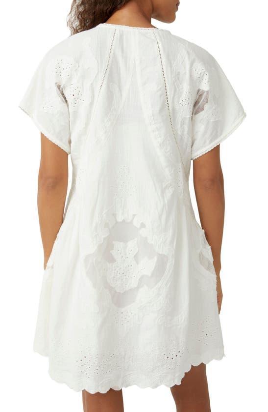 Serenity Embroidered Cotton Minidress In Ivory Product Image