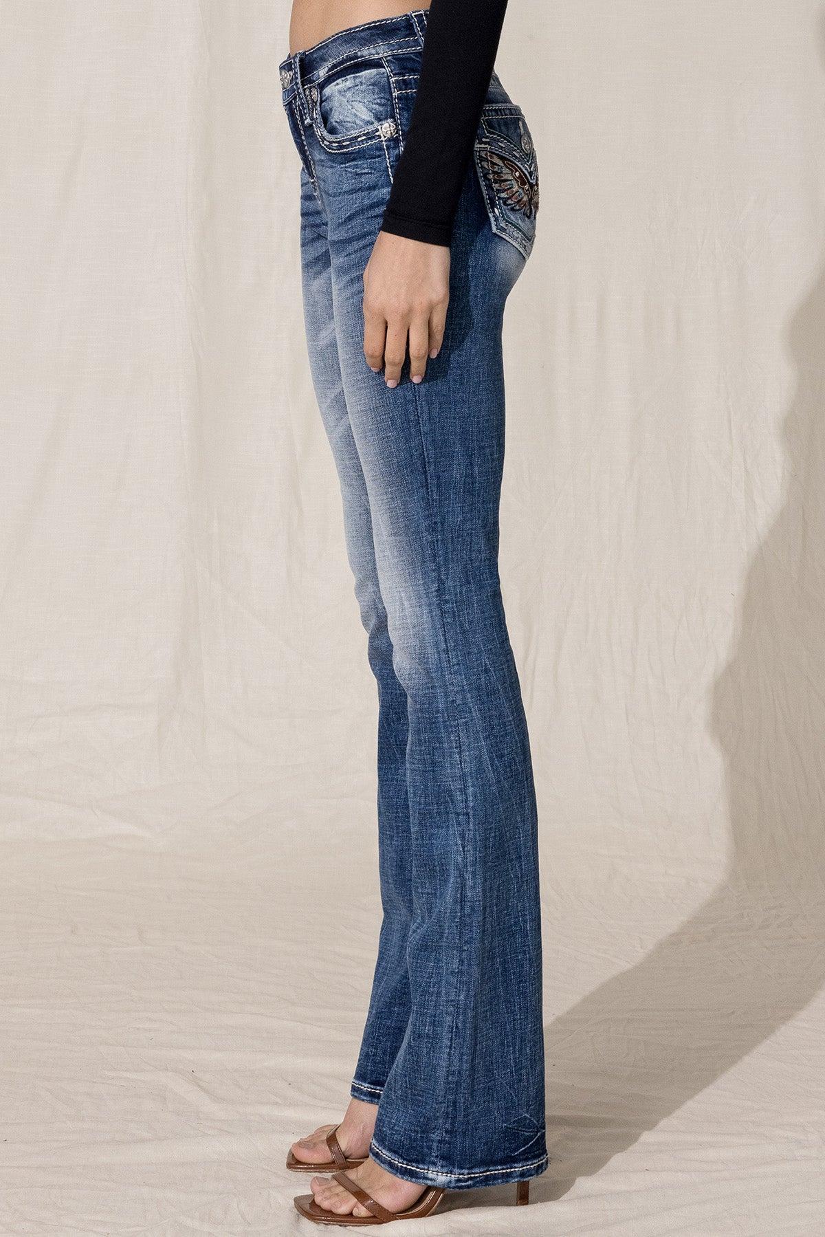 Tribal Wing Bootcut Jeans Product Image