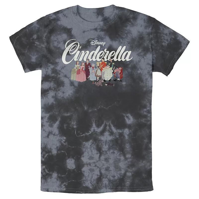 Mens Disney Cinderella Group Shot Title Logo Bomabrd Wash Tee, Boys Black Grey Product Image