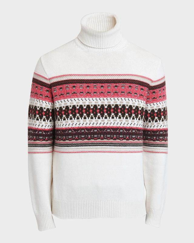 Mens Cashmere Jacquard Fair Isle Turtleneck Sweater Product Image