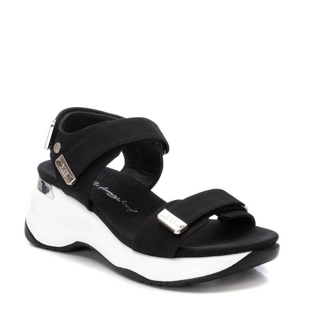 XTI WoMen's Wedge Double Strap Sandals 142827-Black,5.5 Product Image