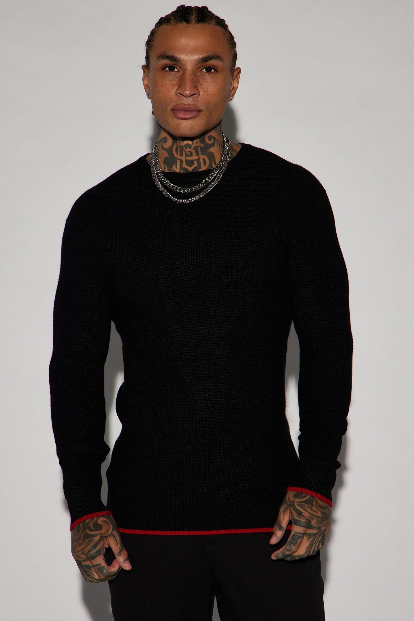 Viscose Thermal Crewneck Sweater - Black Product Image