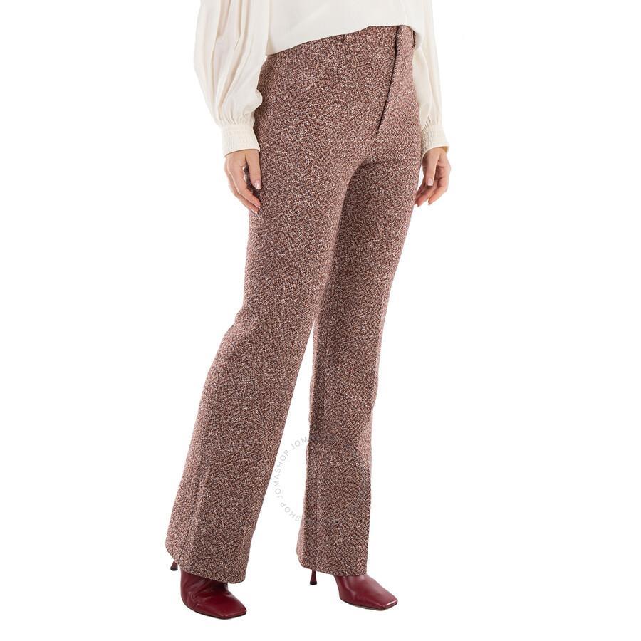 Chloe Ladies Multicolor Boucle Flared Trousers In Brown Product Image