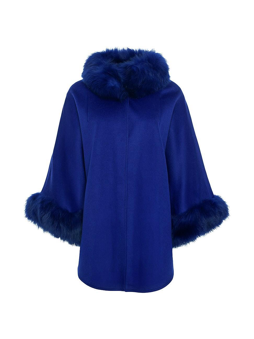 Womens Cashmere and Wool Blend Cape with Select Lamb Trim Product Image