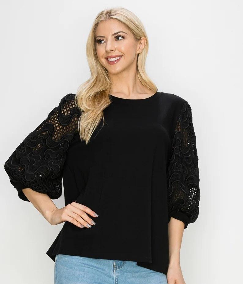 Pointe Knit Top with Lace product image