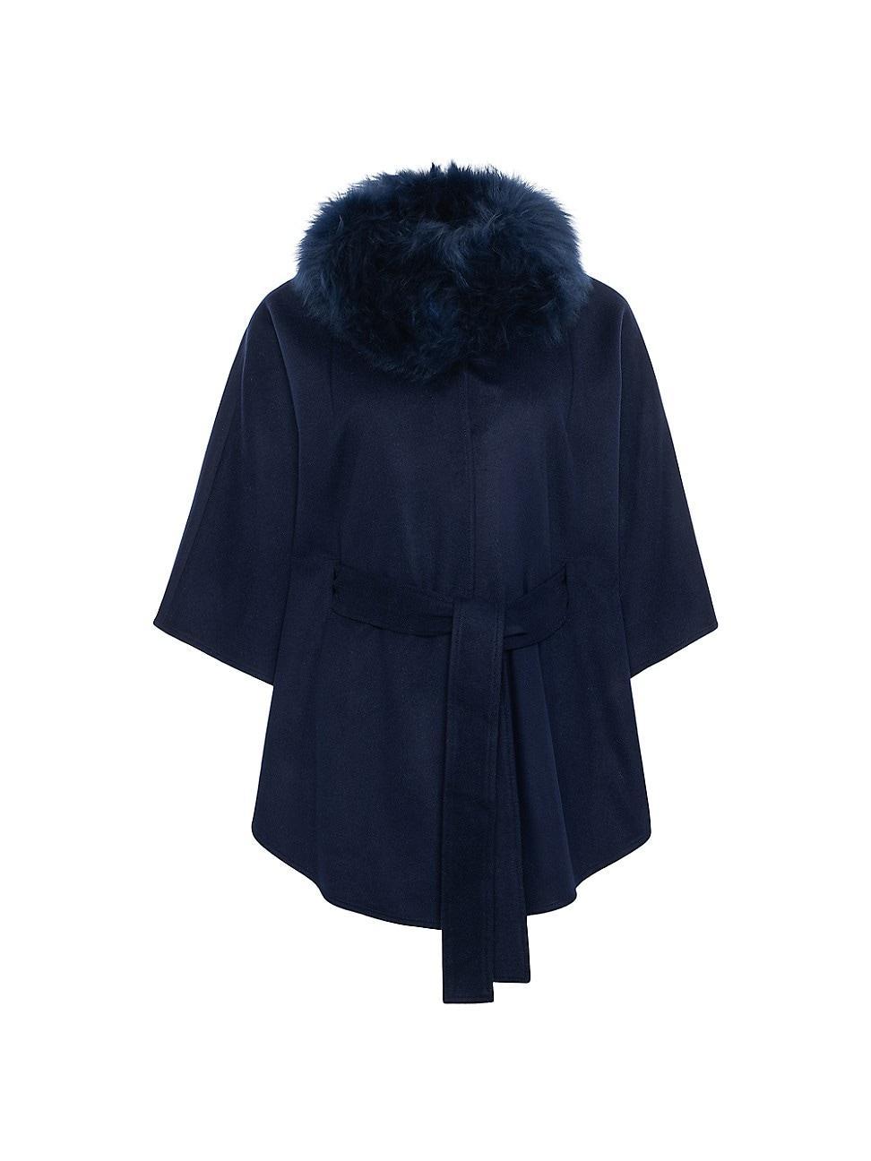 Womens Select Wool Belted Cape with Select Lamb Collar Product Image