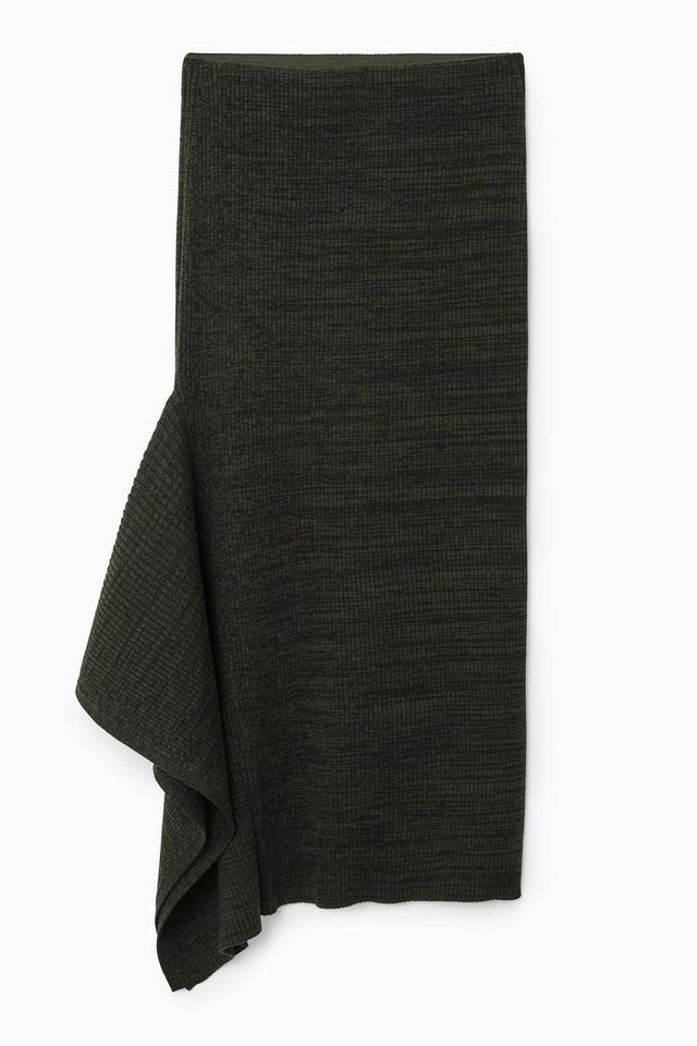 ASYMMETRIC RIBBED WOOL MIDI SKIRT Product Image