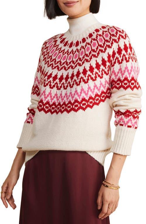 Womens Fair Isle-Inspired Wool-Blend Crewneck Sweater Product Image