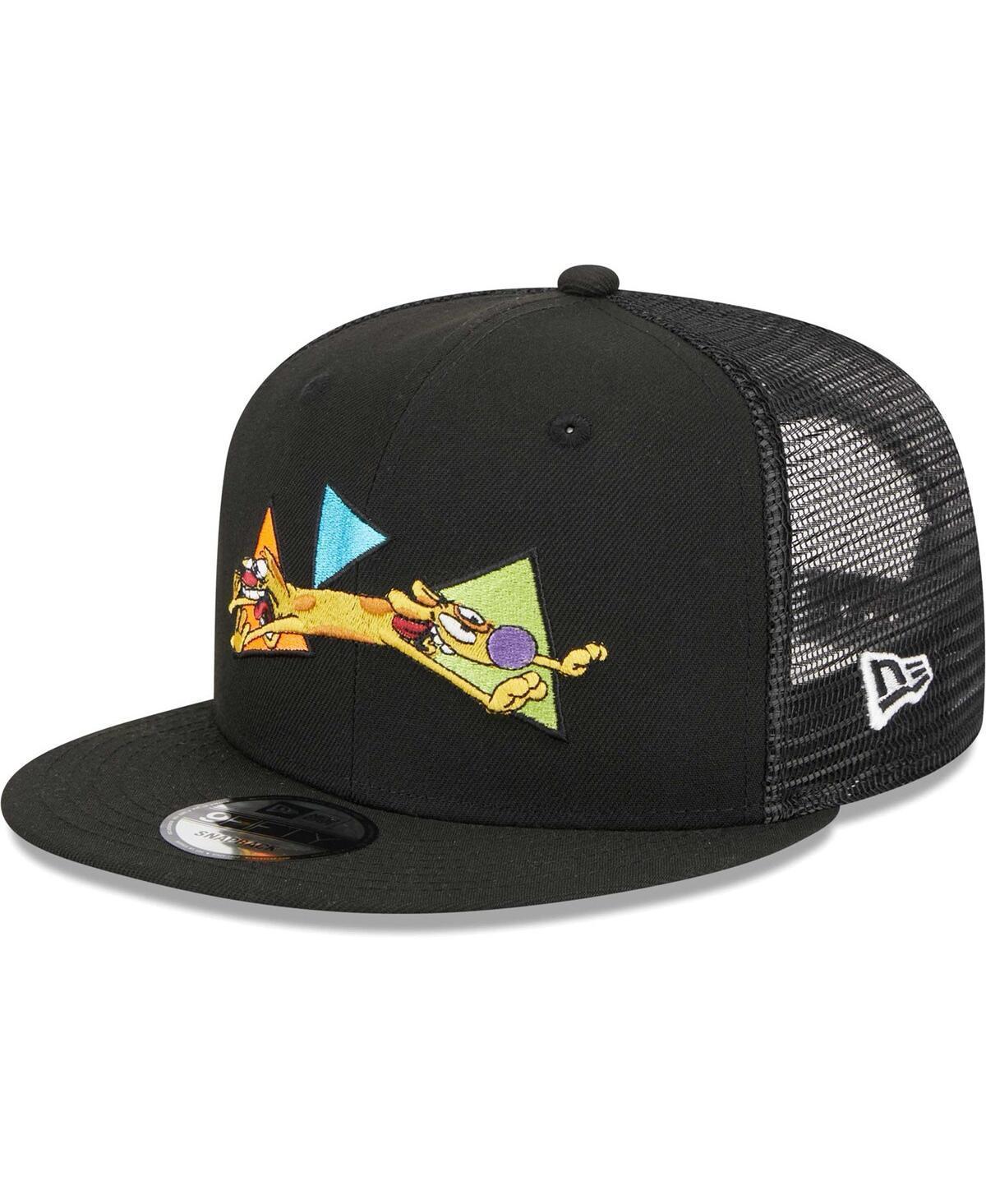 Mens New Era Black CatDog  Trucker 9FIFTY Snapback Hat Product Image