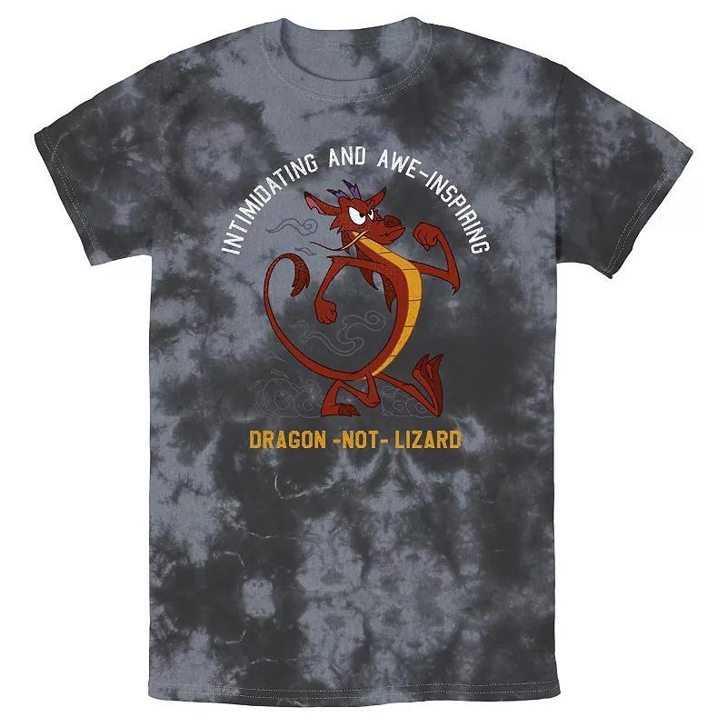 Mens Disney Mulan Mushu Dragon Not Lizard Portrait Bomabrd Wash Tee Black Grey Product Image