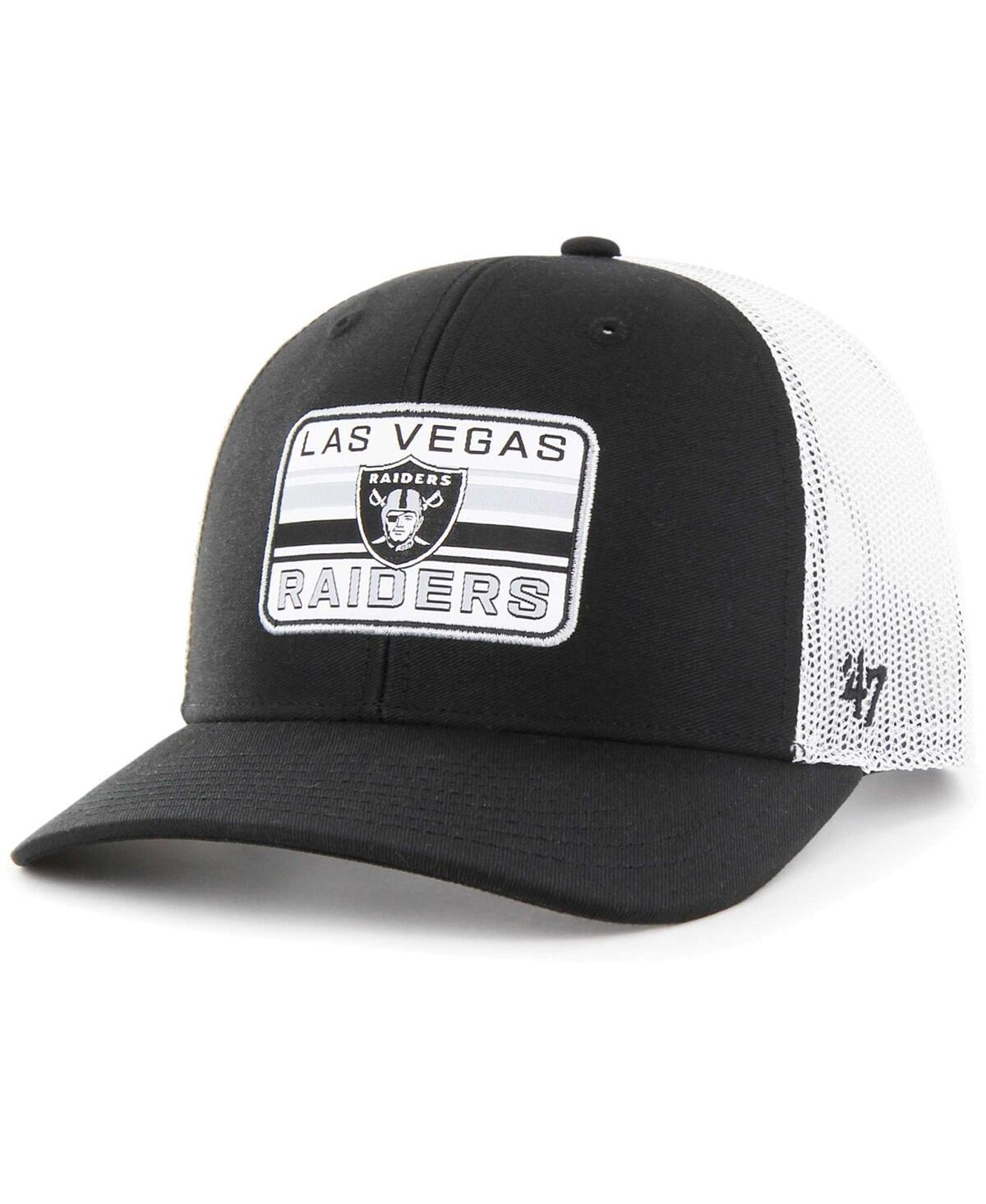 Mens 47 Black/White Las Vegas Raiders Drifter Adjustable Trucker Hat Product Image