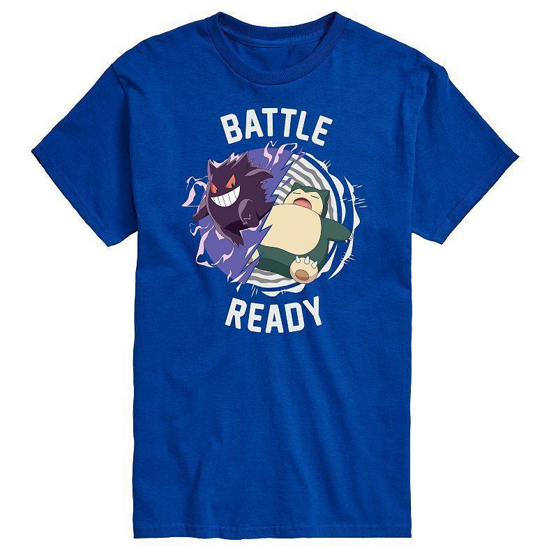 Mens Pokemon Gengar & Snorlax Battle Ready Graphic Tee Blue Product Image