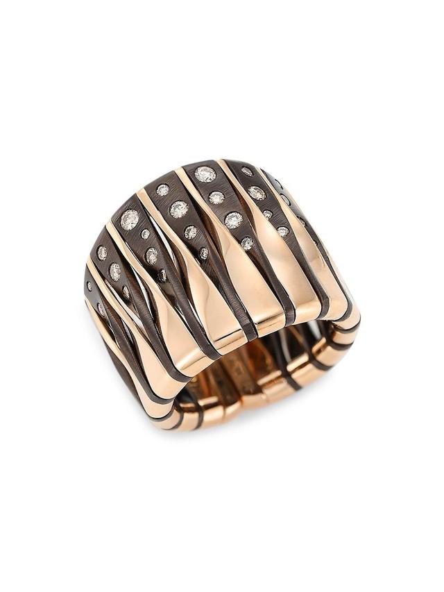 Womens Coucher Du Soleil 18K Rose Gold, Bronze & Diamond Tapered Ring Product Image