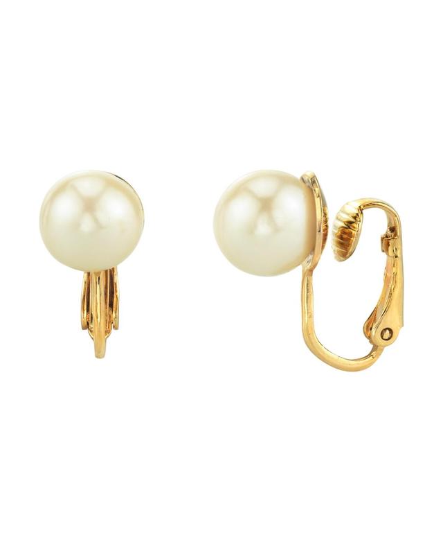 1928 Simulated Pearl Clip-On Earrings, Womens, White Product Image