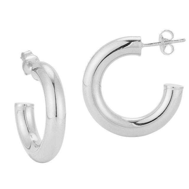 Sunkissed Sterling 5 mm Tube Hoop Earrings, Womens, Silver Tone Product Image