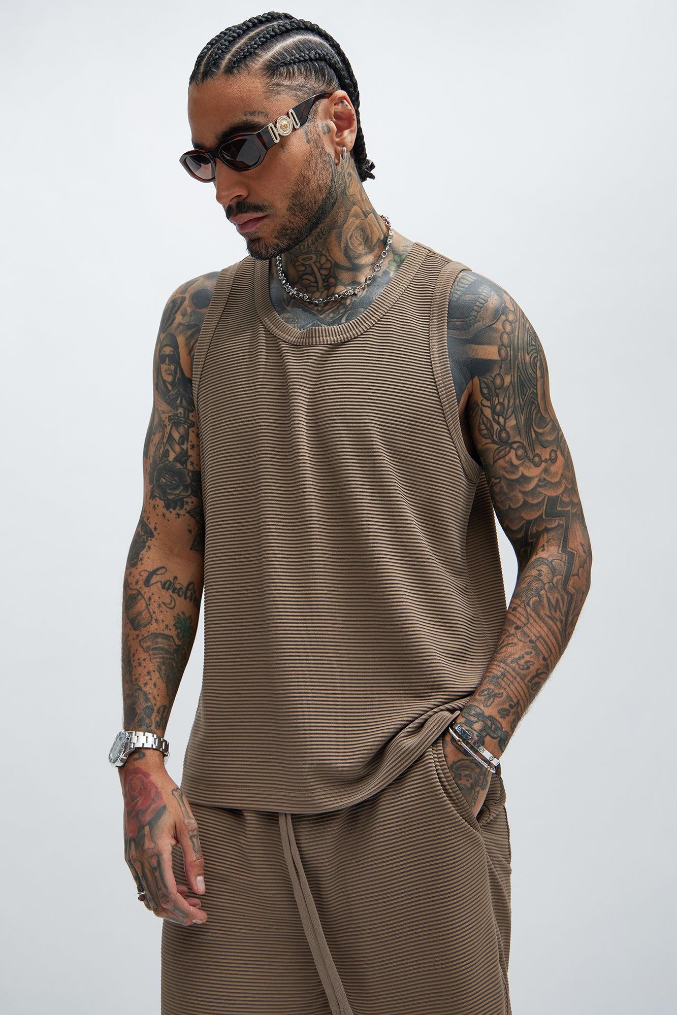 Zyler Textured Tank Top - Taupe Product Image