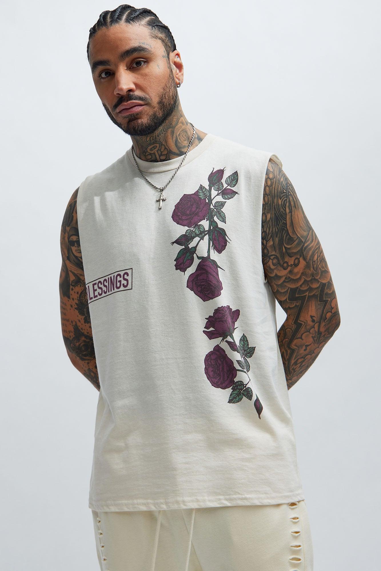 Count Your Blessings Sleeveless Tee - Natural/Combo Product Image