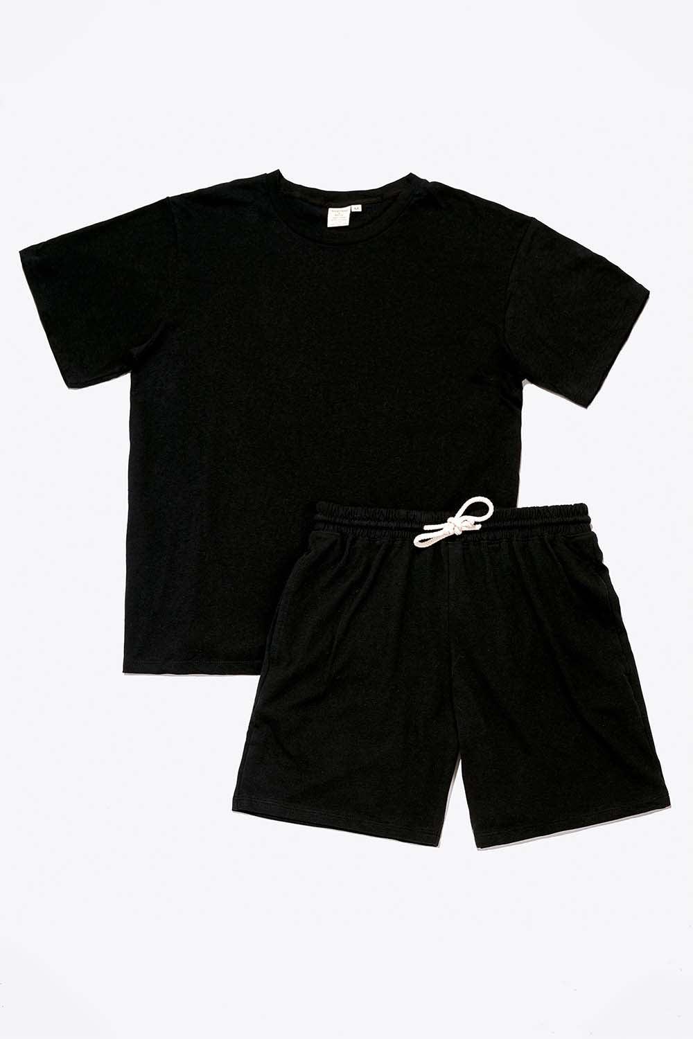 Women's Organic Black Pack: Athletic Shorts + Unisex Style Tee Product Image