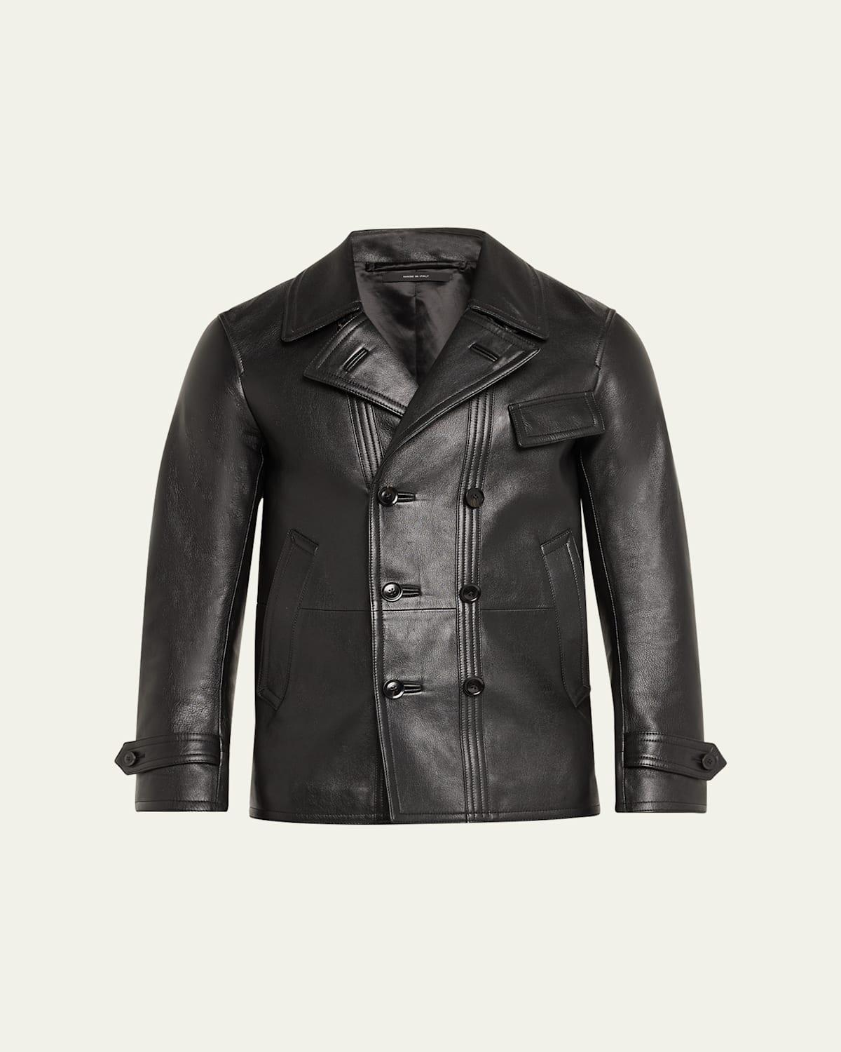 Mens Grained Goat Leather Peacoat Product Image