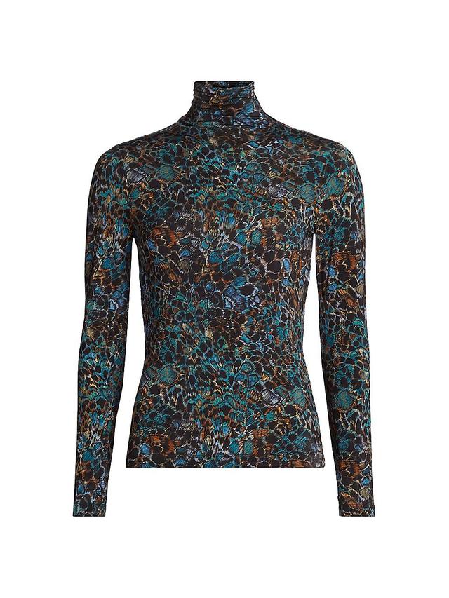 Womens Aurelia Peacock Print Turtleneck Top Product Image