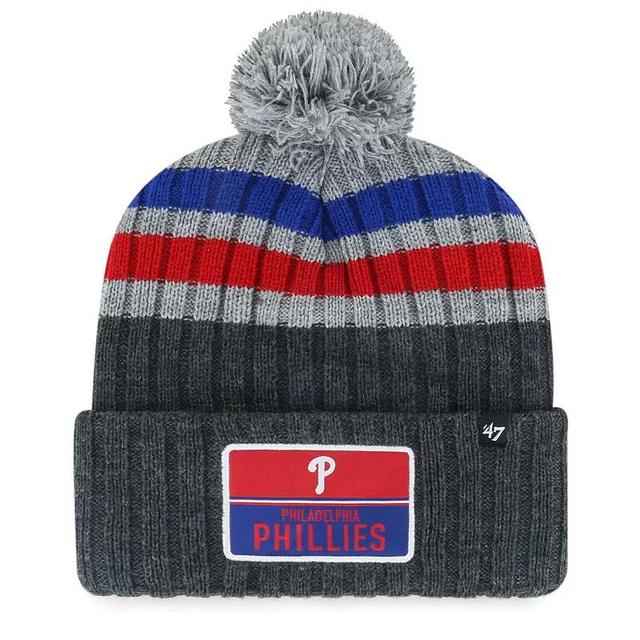 Mens 47 Gray Philadelphia Phillies Stack Cuffed Knit Hat with Pom Product Image