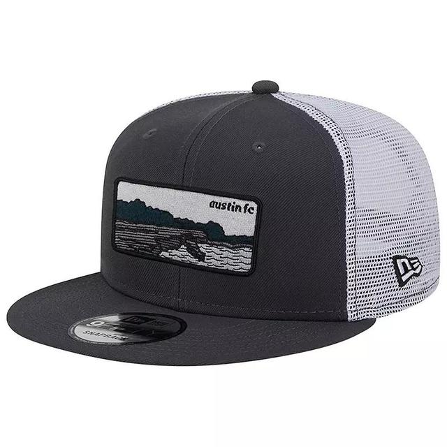 Mens New Era Black/White Austin FC Outdoor Trucker 9FIFTY Snapback Hat Product Image