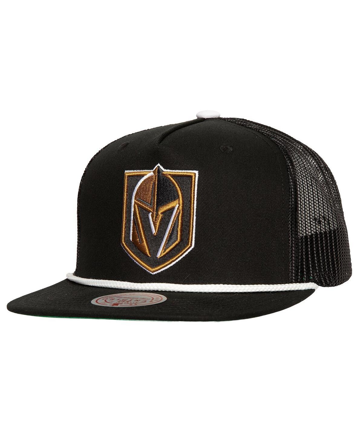 Mitchell Ness Mens Black Vegas Golden Knights Roper Trucker Snapback Hat Product Image