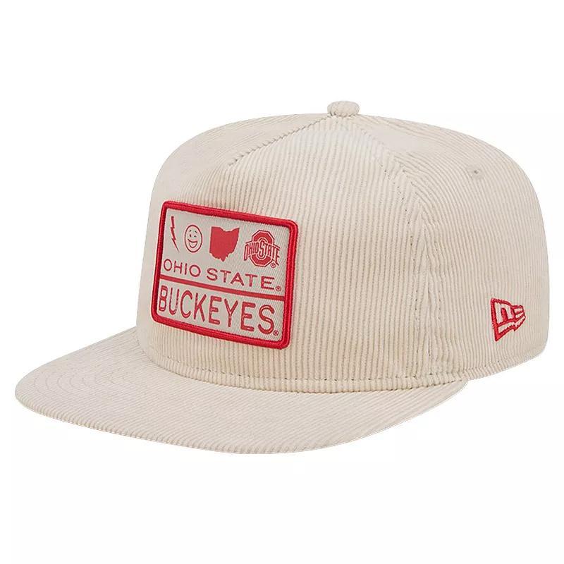 Mens New Era Cream Ohio State Buckeyes Corduroy Golfer Snapback Hat Product Image