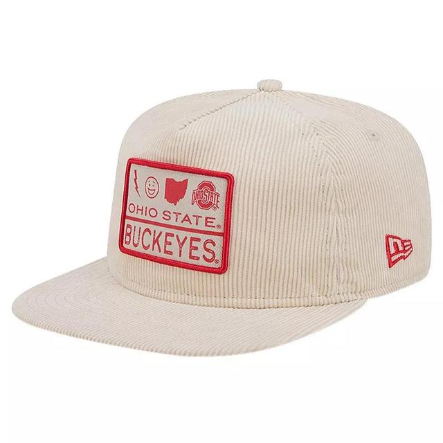 Mens New Era Cream Ohio State Buckeyes Corduroy Golfer Snapback Hat Product Image