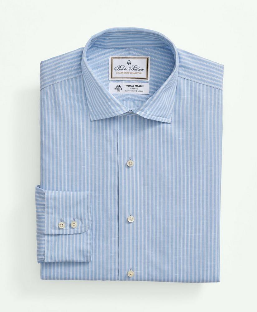 Brooks Brothers X Thomas Mason® Cotton-Linen English Collar, Stripe Dress Shirt Product Image