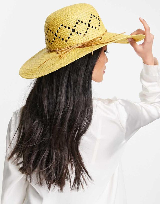 Boardmans paper straw floppy hat with tie detail in natural Product Image