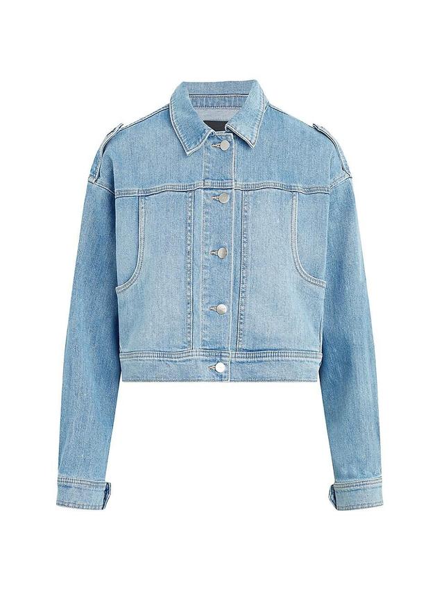 Womens Utility Cropped Denim Jacket Product Image