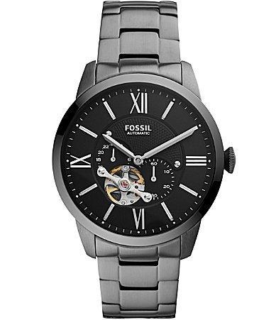 Fossil Mens Townsman Automatic Smoke Stainless Steel Bracelet Watch Product Image