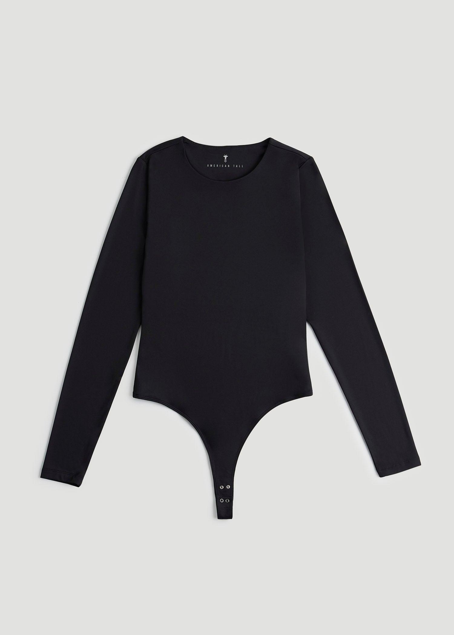 Long Sleeve Bodysuit for Tall Women in Black Product Image