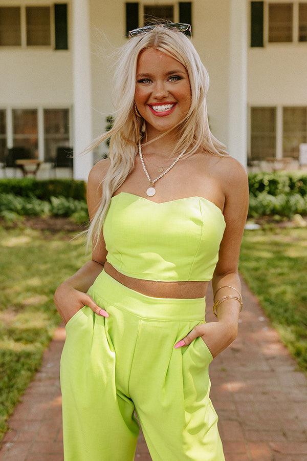 Insta Famous Bustier Crop Top In Lime Product Image